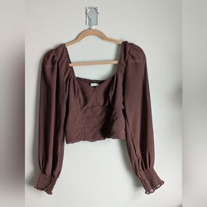 Elegant Burgundy-Brown Women's Crop Top